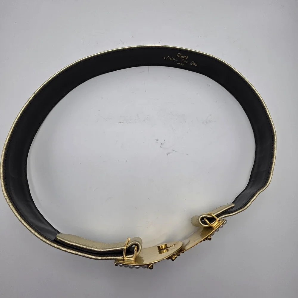 Ravid Artistic Designs Vintage‎ 80s Gold Rhinestone Statement Belt 32